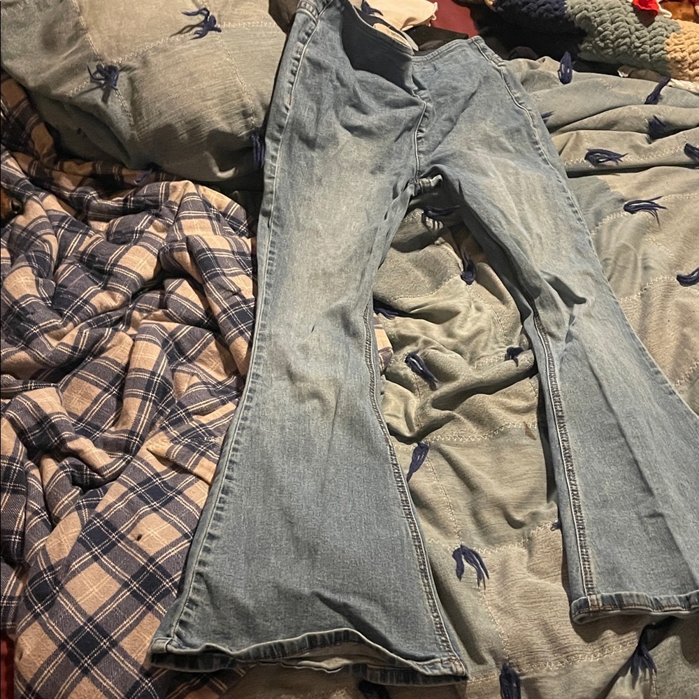Rock & Roll Denim Bargain Bell Pull-On Flare Jeans - Light Blue
